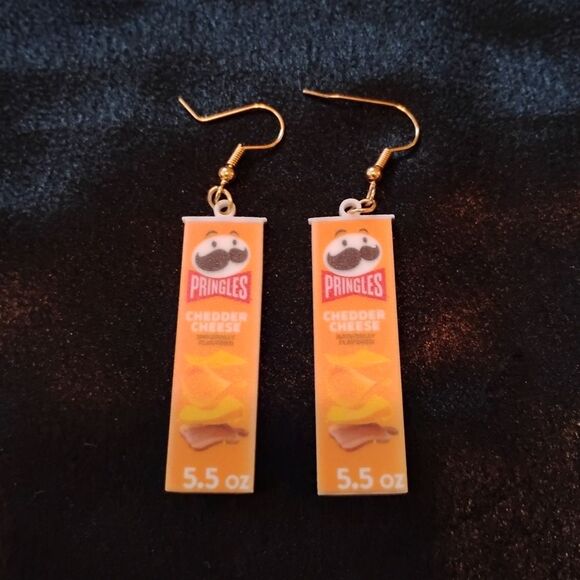 Women's orange color dangle earrings novelty statement jewelry food themed - Picture 2 of 4